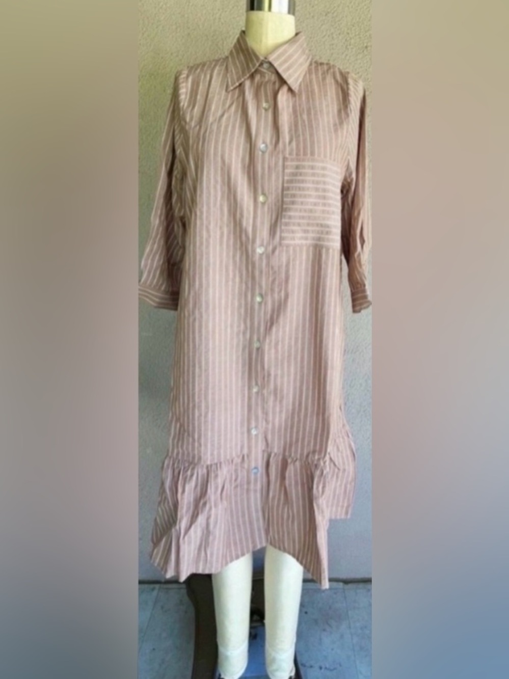 Striped Down Button Dress
